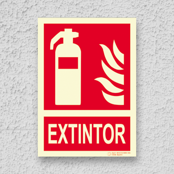 Señal de extintor, protección contra incendios